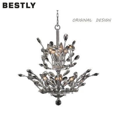 Lustres suspendus contemporains en cristal à 2 niveaux